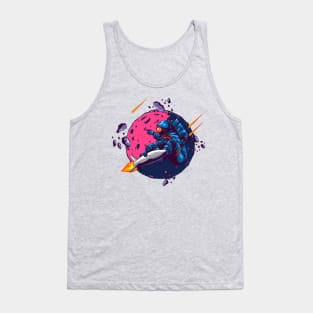 astronaut ride rocket illustration Tank Top